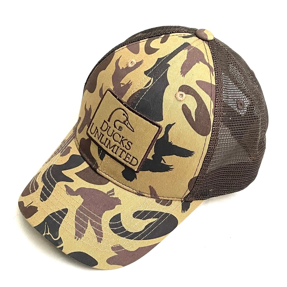 Ducks Unlimited Trucker Hat Mens OSFA Camo Excellent‎ Snapback Mesh Hunting Cap
